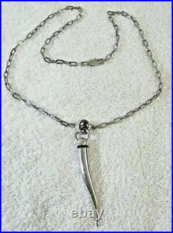 Dolce & Gabbana Silver Horn Pendant Necklace with D&G Jewelry Bag