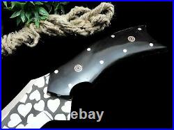 Dragon Warrior Best Handmade Etching Steel Hunting Knife With Bull Horn Handle