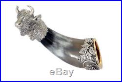 Drinking horn with silver Zubr