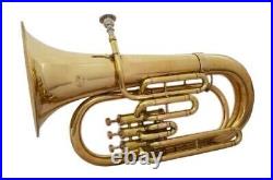 EQUISITE! NEW GOLDEN-FINISH-Bb FLUGEL HORN WITH FREE CASE+MOUTHPIECE+FAST SHIP