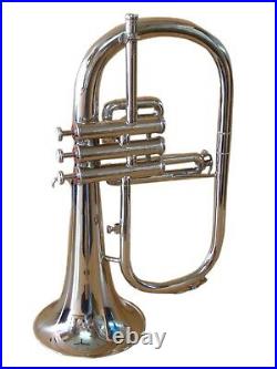 EQUISITE OSWAL! New Silver Bb Flugel Horn With Free Hard Case+Mouthpiece