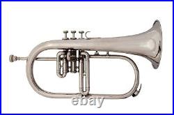 EQUISITE OSWAL! New Silver Bb Flugel Horn With Free Hard Case+Mouthpiece