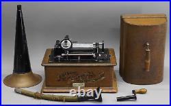 Early Edison Standard Phonograph Cylinder 1903 With Horn Crank & Speaking Tube