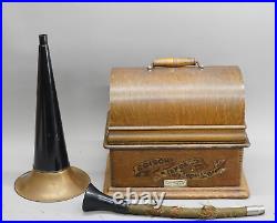 Early Edison Standard Phonograph Cylinder 1903 With Horn Crank & Speaking Tube