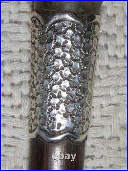 Edwardian Hallmarked 1909 Silver Ladies Bovine Horn Walking Stick Cane / Stick