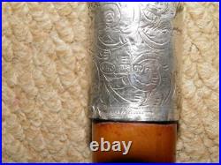 Edwardian Walking Stick Bovine Horn Crook & Hallmarked 1903 Silver Collar