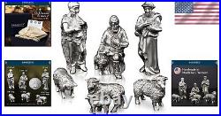 Elegant Pewter Nativity Scene with Shepherd and Sheep Gift-Ready Collectible