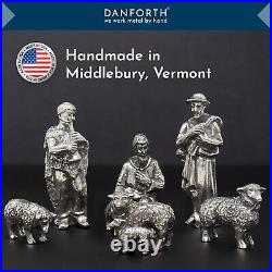 Elegant Pewter Nativity Scene with Shepherd and Sheep Gift-Ready Collectible