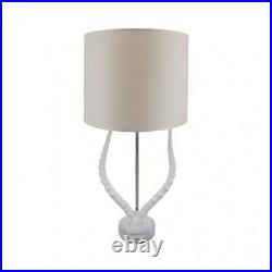 Elk-Home-225091-Faux Horn One Light Table Lamp White Finish with White Linen