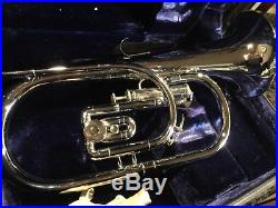 F. E. Olds Ultratone Fullerton Nickel Silver Bugle Horn With Case Mint condition