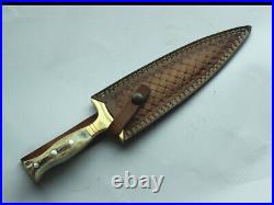 FH -DD105 Dagger Hunting Knife with Deer Horn Handle. Double Edge Blade
