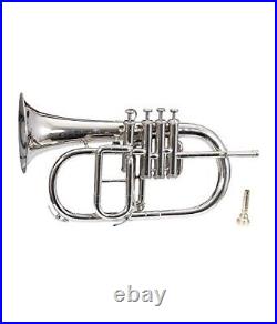 FLUGEL HORN 4 VALVE Nickel Bb PITCH WITH FREE HARD CASE Mouthpiece