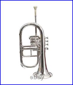 FLUGEL HORN 4 VALVE Nickel Bb PITCH WITH FREE HARD CASE Mouthpiece