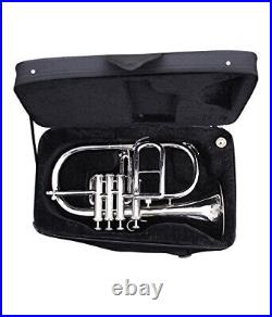 FLUGEL HORN Bb PITCH 4 VALVE SILVER NICKL LACQUERED WITH FREE HARD CASE SALE