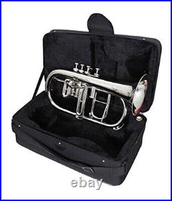 FLUGEL HORN Bb PITCH 4 VALVE SILVER NICKL LACQUERED WITH FREE HARD CASE SALE