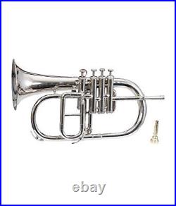 FLUGEL HORN Bb PITCH 4 VALVE SILVER NICKL LACQUERED WITH FREE hard CASE AND MP
