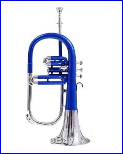 FLUGEL HORN Bb PITCH BLUE + NICKEL SILVER WITH CASE AND MP NICELY TUNED