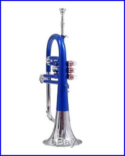 FLUGEL HORN Bb PITCH BLUE + NICKEL SILVER WITH CASE AND MP NICELY TUNED