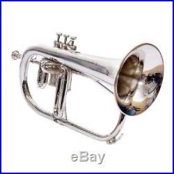 FLUGLE HORN 3 VALVE Bb PITCH NICKLE SILVER WITH FREE CASE & MOUTH PIECE SCX012