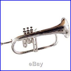 FLUGLE HORN 3 VALVE Bb PITCH NICKLE SILVER WITH FREE CASE & MOUTH PIECE SCX012