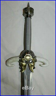Fantasy broad sword with horned helmet design for cosplay