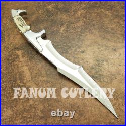 Fanum Custom Handmade D2 Tool Steel Stag Horn Tactical Hunting Bowie With Sheath