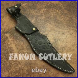 Fanum Custom Handmade D2 Tool Steel Stag Horn Tactical Hunting Bowie With Sheath