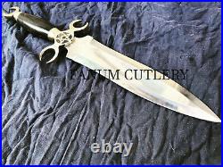 Fanum Handmade D-2 Tool Steel Buffalo Horn Moon Crest Dagger Knife With Sheath