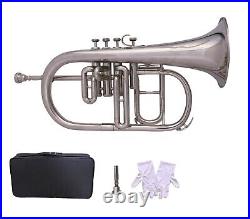 Fest Sale Sai Musical India Flugel Horn, Bb 4 Valve (Nickel) With Hard Case & Mp