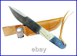 Fixed Blade 2T's Spartacus 4 7/8 Moose Horn/Maple with Sheath DH-1239