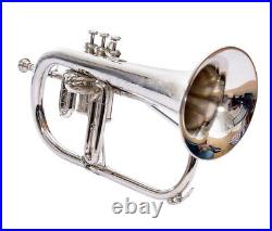 Flugel Horn 3 Valve Bb Pitch Tune Brass Made With Hardcase & Mouthpiece (NICKEL)