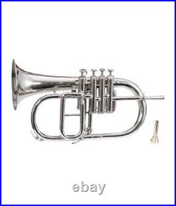 Flugel Horn 4 Valve Nickel Silver Bb Tune Brass Made With Hard Case & Mouthpiece