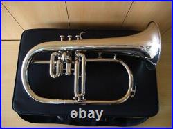 Flugel Horn New Silver Nickel Finish Bb Flugel Horn With Free Case+Mouthpiece