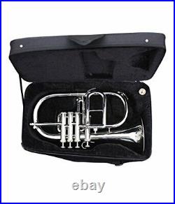 Flugel Horn Nickel Plated Bb Flat 4 Valve With Hard Case Mouthpiece