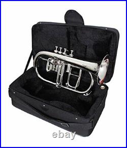 Flugel Horn Nickel Plated Bb Flat 4 Valve With Hard Case Mouthpiece