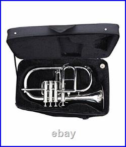 Flugel Horn Nickel Plated Bb Flat 4 Valve With Hard Case Mouthpiece FAST SHIP