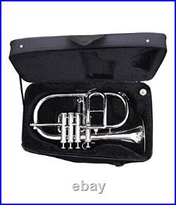 Flugel Horn silver Bb Flat 4 Valve With Hard Case Mouthpiece silver InstrumenT