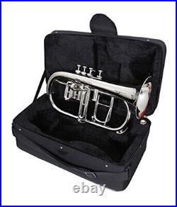 Flugel Horn silver Bb Flat 4 Valve With Hard Case Mouthpiece silver InstrumenT