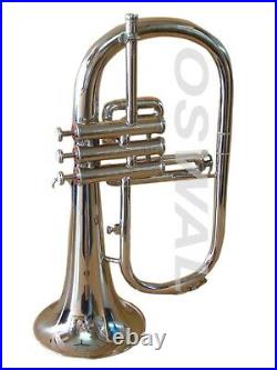 Flugel New Silver Nickel Finish Bb Flugel Horn With Free Hard Case+Mouthpiece