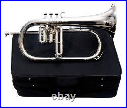 Flugel horn 3 Valve Nickel Bb Pitch With Include Hard Case & MP MOONHANDICRAFTS
