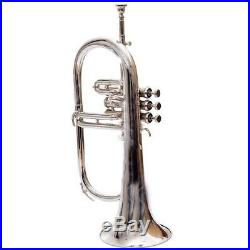 Flugel horn 3 valve new polish of Nickel Plated Bb pitch with Box DAM-6YF4
