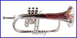 Flugel horn 3 valve new polish of Nickel Plated Bb pitch with Box DAM-6YF4