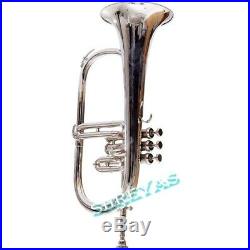 Flugel horn 3 valve new polish of Nickel Plated Bb pitch with Box SCX30
