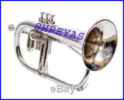 Flugel horn 3 valve new polish of Nickel Plated Bb pitch with Box SCX70