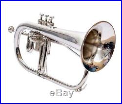 Flugel horn 3 valve new polish of Nickel Plated Bb pitch with hard case DAM-0318