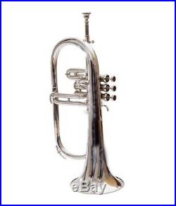 Flugel horn 3 valve new polish of Nickel Plated Bb pitch with hard case DAM-045H