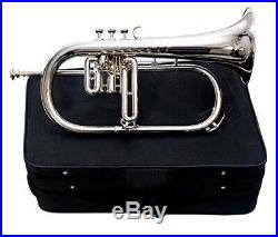 Flugel horn 3 valve new polish of Nickel Plated Bb pitch with hard case DAM-86GD