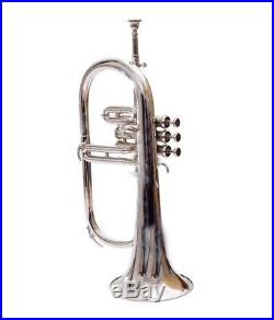 Flugel horn 3 valve new polish of Nickel Plated Bb pitch with hard case + MP