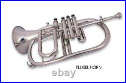 Flugel horn 4 Valve Nickel Bb Full With Hard case & mouthpiece