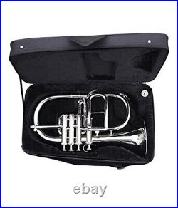 Flugel horn 4 Valve Nickel Bb Full With Hard case & mouthpiece
